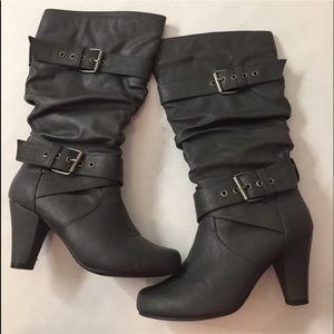 Gray heel boots